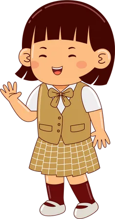 Girl Kid In School  Illustration