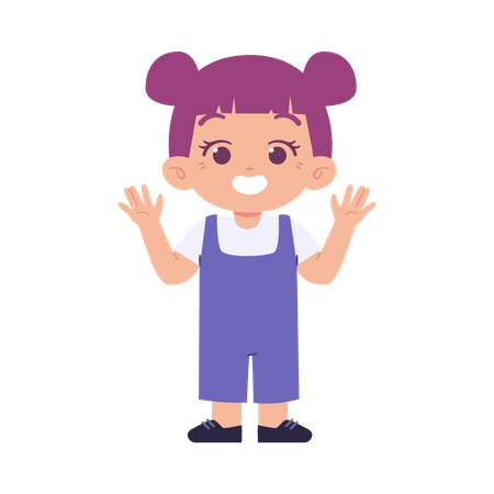 Best Little Girl Saying Hello Illustration download in PNG & Vector format