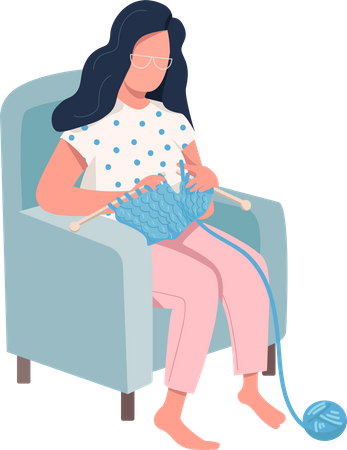 Girl Knitting Clothe Illustration