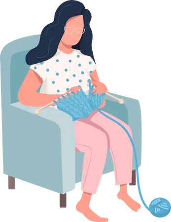 Girl Knitting Clothe Illustration