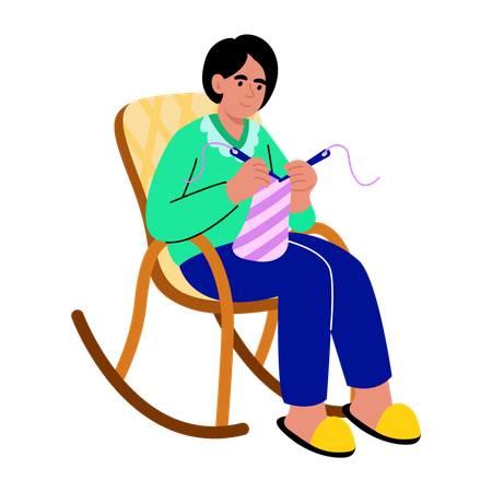 Girl knitting clothes  Illustration