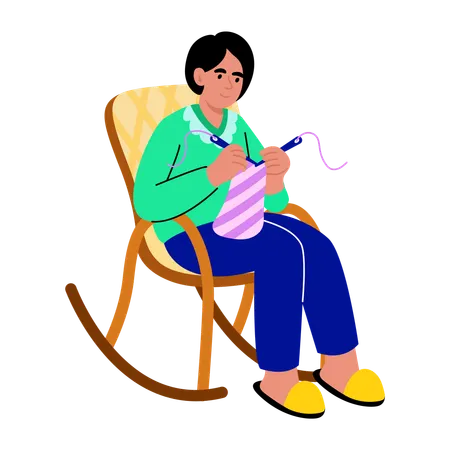 Girl knitting clothes  Illustration