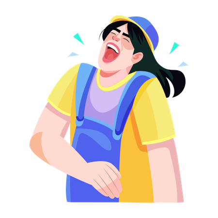 Girl laughing hard  Illustration