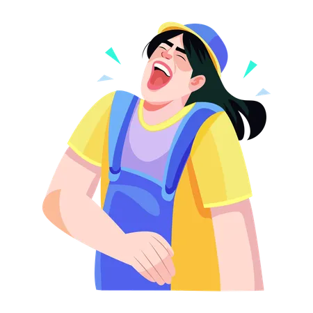 Girl laughing hard  Illustration