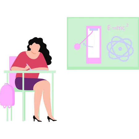 A Girl Is Learning A Chemistry Formula Illustration