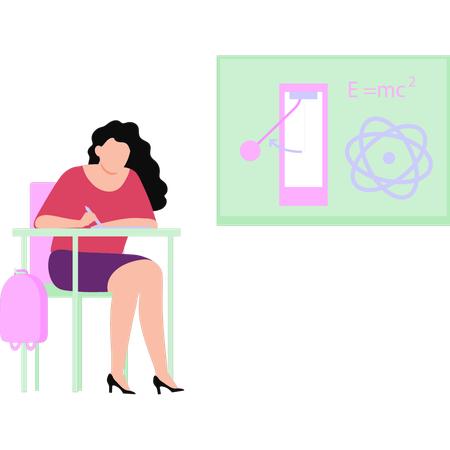 Girl learning chemistry formula  Illustration