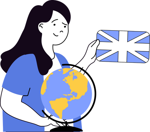 Girl learning globe  Illustration