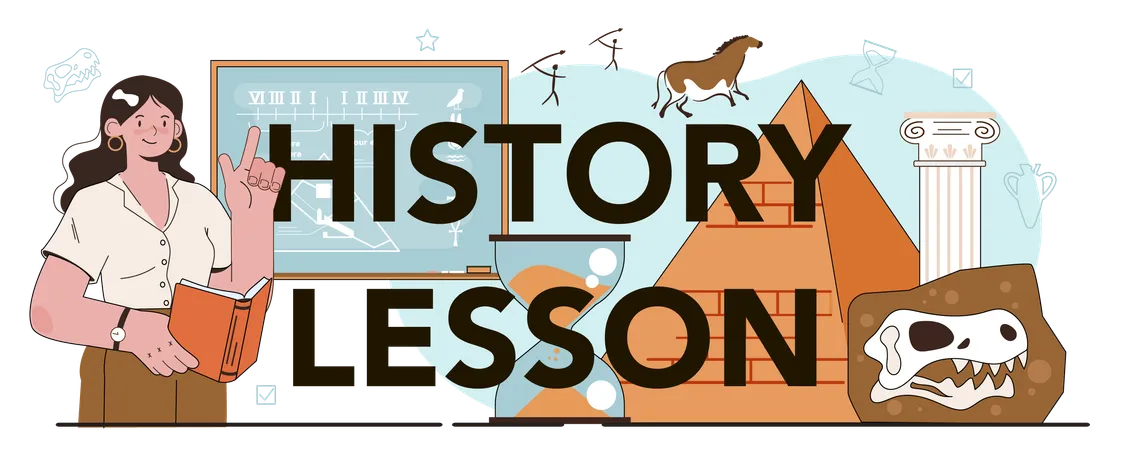 Girl learning History subject  Illustration