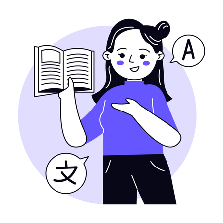Girl Learning Language  Illustration