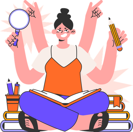 Girl learning new skill  Illustration