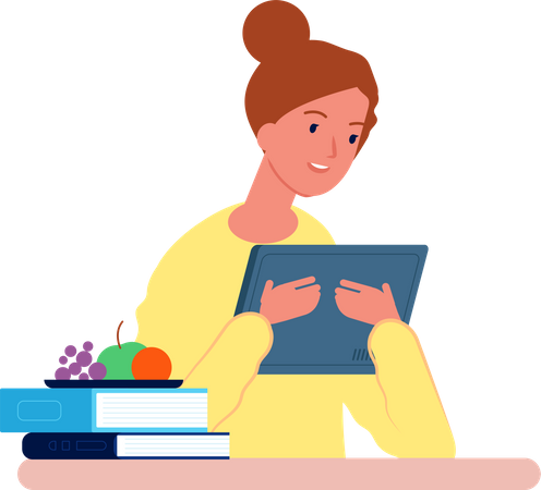 Girl learning online  Illustration