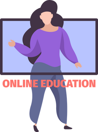 Girl learning online  Illustration