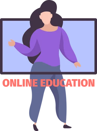 Girl learning online  Illustration