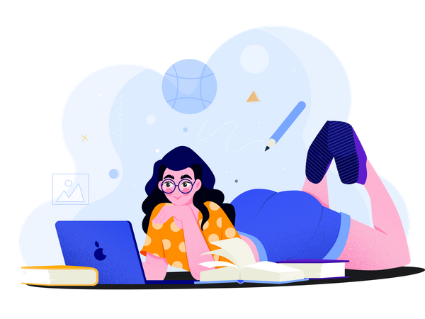 Girl learning online  Illustration