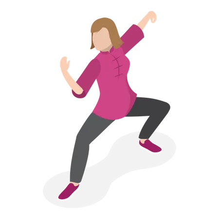 Girl learning Tai Chi moves  Illustration