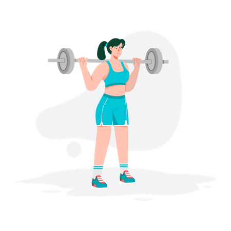Girl lifting barbell Illustration