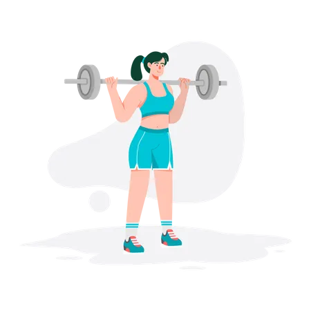 Girl lifting barbell Illustration