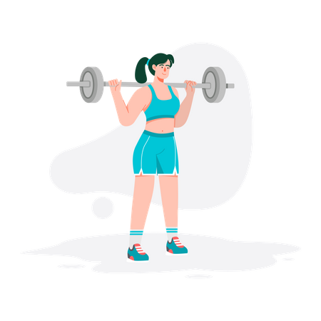 Girl lifting barbell  Illustration