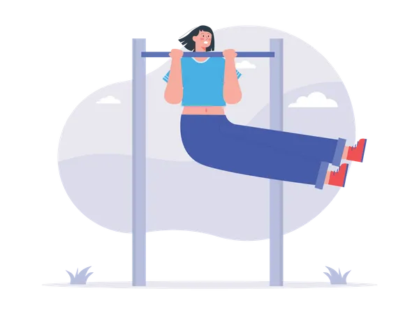 Girl lifting bodyweight Illustration