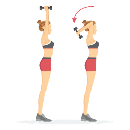 Girl Lifting dumbbell exercise  Illustration