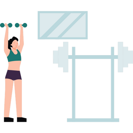 Girl lifting dumbbells Illustration