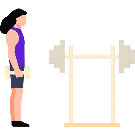 Girl lifting dumbbells  Illustration