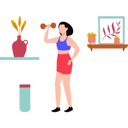 Girl lifting dumbbells  Illustration