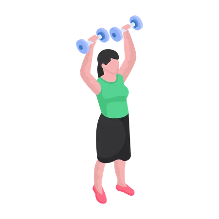 Girl lifting dumbbells  Illustration