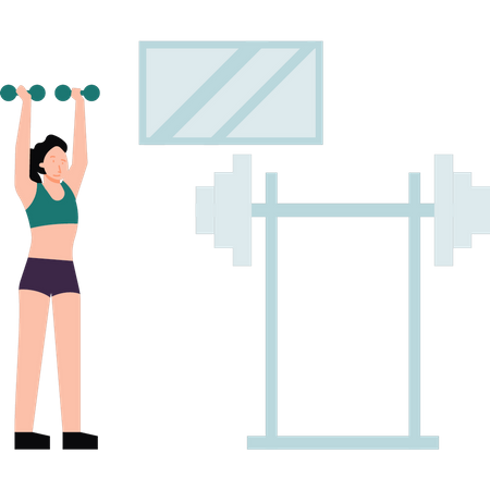 Girl lifting dumbbells  Illustration