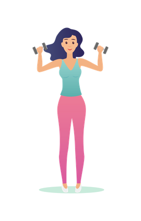 Girl lifting dumbells  Illustration