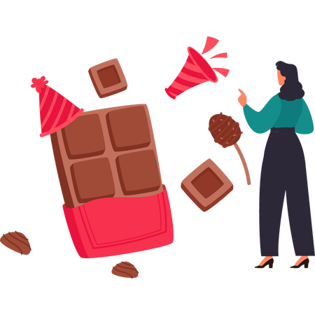 Girl likes chocolate  Illustration