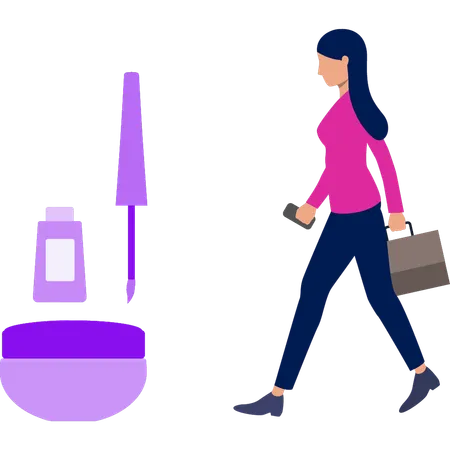 Girl likes to buy skincare products  Illustration