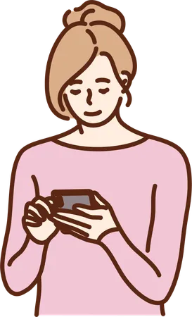 Girl likes to chat on social media application  Illustration