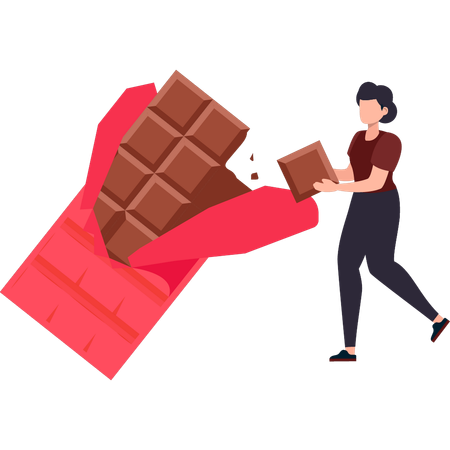 Girl likes to eat the chocolate  Illustration