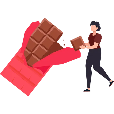 Girl likes to eat the chocolate  Illustration
