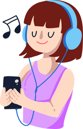 Girl Listen Music on phone  Illustration