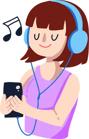 Girl Listen Music on phone  Illustration