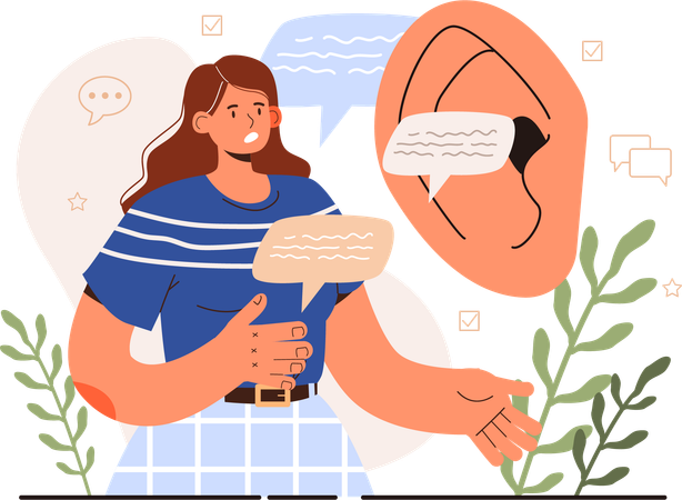 Girl listening all talk  Illustration