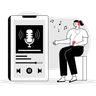 illustrations for girl listening audio