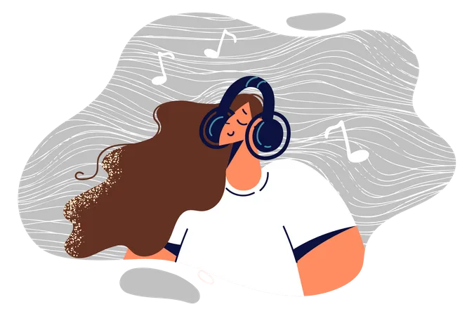 Girl listening music  Illustration