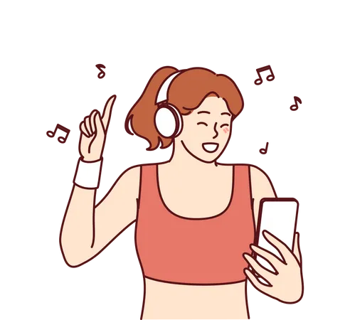 Girl listening music  Illustration
