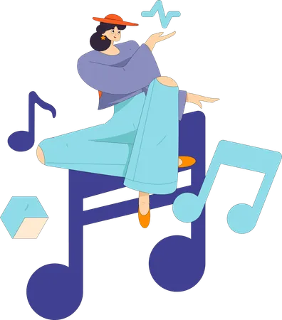 Girl listening music for relaxation  Illustration