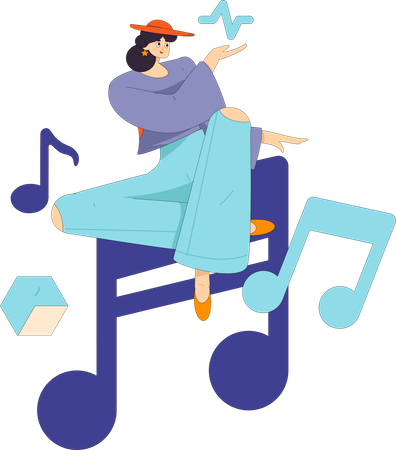 Girl listening music for relaxation  Illustration