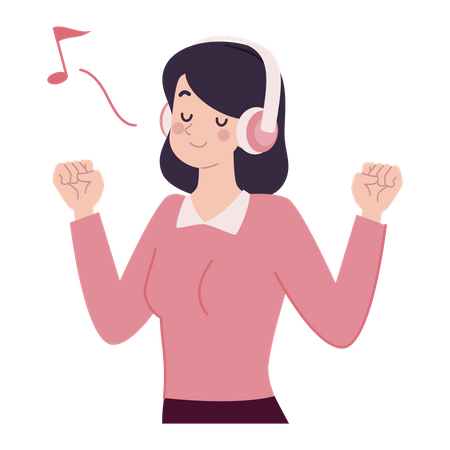 Girl listening music  Illustration