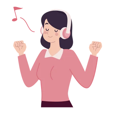 Girl listening music  Illustration