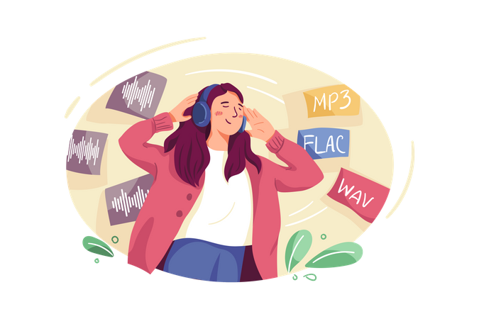 Girl listening Music  Illustration