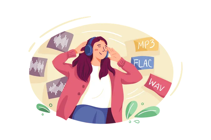 Girl listening Music  Illustration