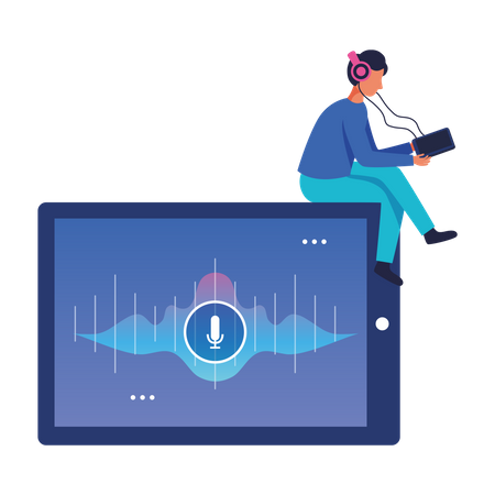 Girl listening music  Illustration