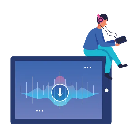 Girl listening music  Illustration