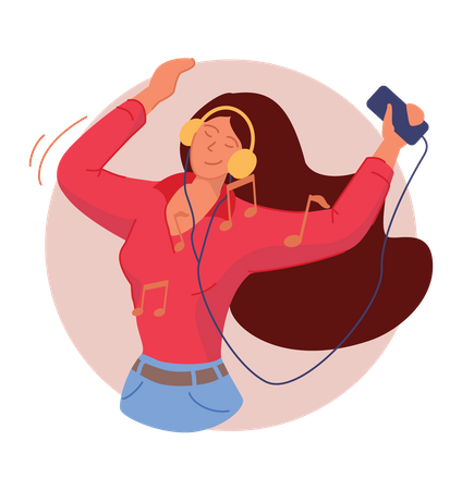 Girl listening music  Illustration